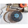 Image 2 : skilsaw blades small square , wood drill bits , tapes , masonry tool