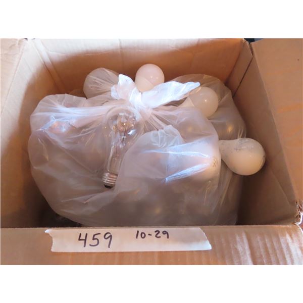 box of numerous style light bulbs
