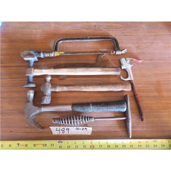 hammers , saw , old wrenches , welding chipping hammer