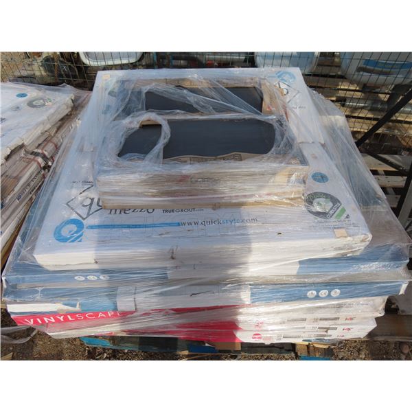 pallet of assorted flooring numerous shades and boxes