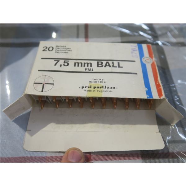 7.5mm ball FMJ bullets - box of 20