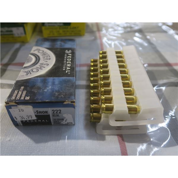 Federal 222 Remington 50gr. Doft pt. bullets - box of 20