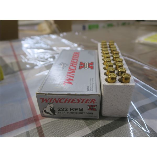 Winchester 222 Remington 50gr. Doft pt. bullets - box of 20