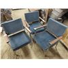 Image 1 : set of 3 navy padded steel chairs