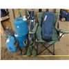 Image 1 : 2 lawn chairs and 2 pairs of boots + 4 water jugs