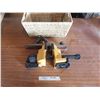 Image 1 : wicker basket w/ wood plane and quick grip vise