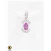 Image 1 : #31-HEATED PINK SAPPHIRE & CZ PENDANT