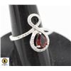 Image 1 : #59-UNHEATED GARNET PHODOLITE & CZ RING SIZE 7