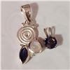 Image 1 : JP1027-332 SILVER 2 IOLITE MOONSTONE PENDANTS