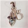 Image 1 : JP1027-335 SILVER- 2 OPAL BLUE TOPAZ PENDANTS