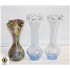 Image 1 : 2 BLUE CRACKED GLASS VASES & MURANO