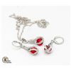 Image 1 : #334-MATCHING EARRING AND PENDANT WITH RED STONE