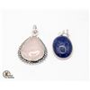 Image 1 : #62-NATURAL PINK ROSE QZ & LAPIZ LAZULI  PENDANT