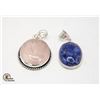 Image 1 : #61-NATURAL PINK ROSE QZ & LAPIZ LAZULI  PENDANT