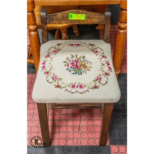 WOOD/CROSS STITCH CHAIR