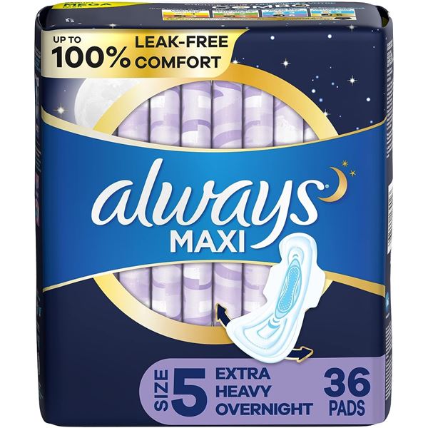 NEW 36 PACK OF ALWAYS MAXI EXTRA HEAVY OVERNIGHT