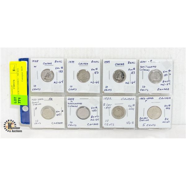 CDN ASSORTED DIMES + NICKEL