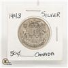 Image 1 : 1943 SILVER 50 CENT CANADIAN COIN