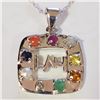 Image 1 : JP1013-327 SILVER MULTI GEMSTONE NECKLACE