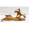 Image 1 : WESTERN HAND CARVED COWBOYS ROPING WOODEN