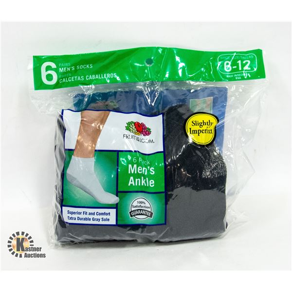 BLACK ANKLE SOCKS 6-12 SIZE 6-PACK