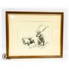 Image 2 : 2 ELK FRAMED PRINTS 18" X 22" BY HAWKER '85'