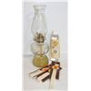 Image 1 : CLEAR OIL LAMP LOT - WITH CHIMNEY, OIL AND WICKS