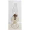 CLEAR TALL ROUND BASE OIL LAMP WITH CHIMNEY