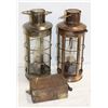 Image 1 : WOODEN BOX BATTERY CIRCA 1930S & 2 OIL LANTERNS