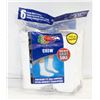 Image 1 : WHITE CREW SOCKS 6-12 SIZE 6-PACK NEW SEALED