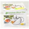 Image 1 : NEW SEALED GLASS & STAINLESS STEEL 1100ML TEA POT