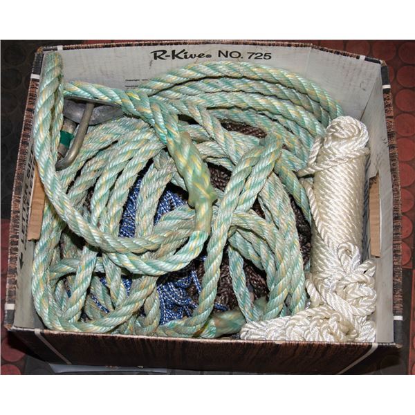 BOX FULL OF ROPE PLUS STRONG TOW ROPE