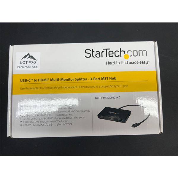 Lot of 1 Startech USB-C to HDMI Multi Monitor Splitter - 3 Port MST HUB