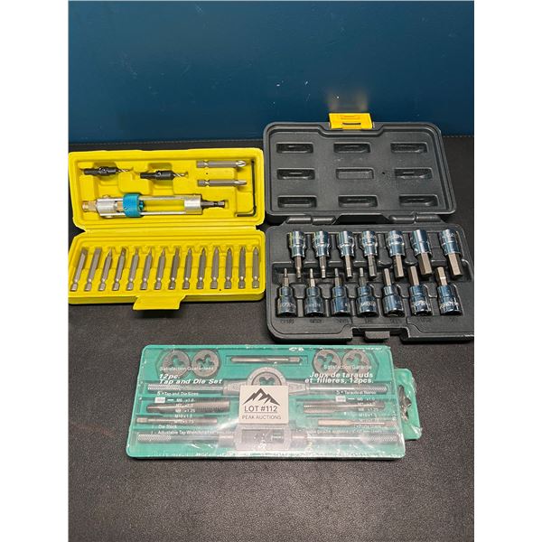 Lot of 3 Assorted Tool Sets! - 2 Bit Sets and 1 Threader Set