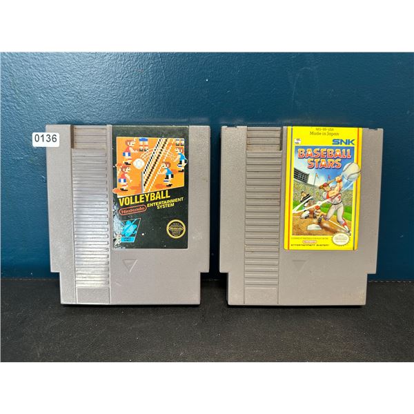 Lot of 2 Vintage Nes Games VolleyBall and Baseball Stars