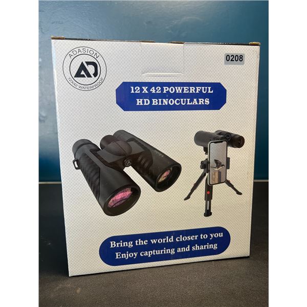 Lot of 1 Pair of 12x42 Powerful HD Binoculars w/ Tripod Stand