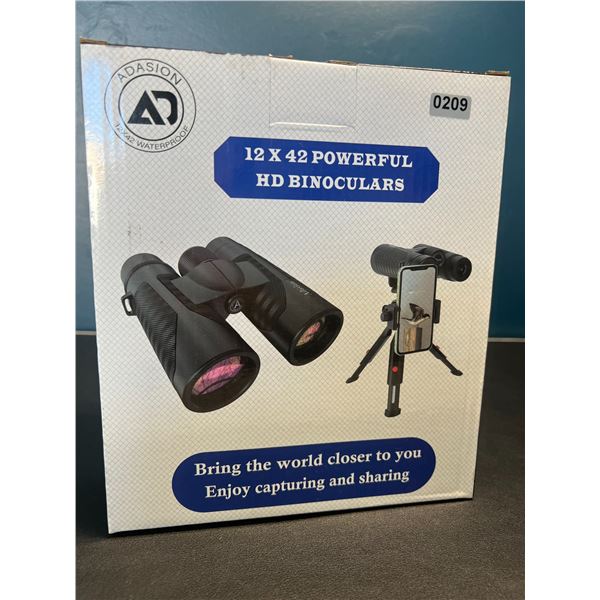 Lot of 1 Pair of 12x42 Powerful HD Binoculars w/ Tripod Stand