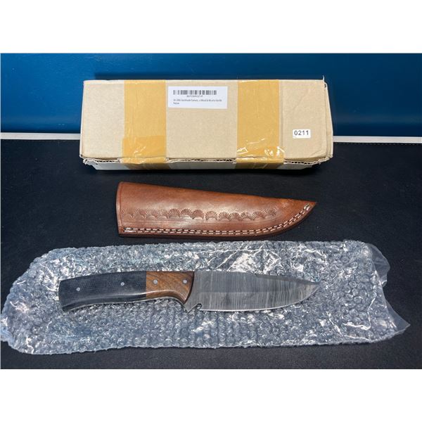 Lot of 1 Damascus Steel Dagger Handmade Knife - Wood & Black Micarta Handle