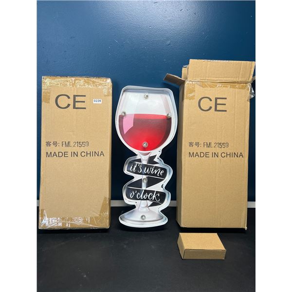 Lot of 2 "It's Wine O' Clock" LED Signs