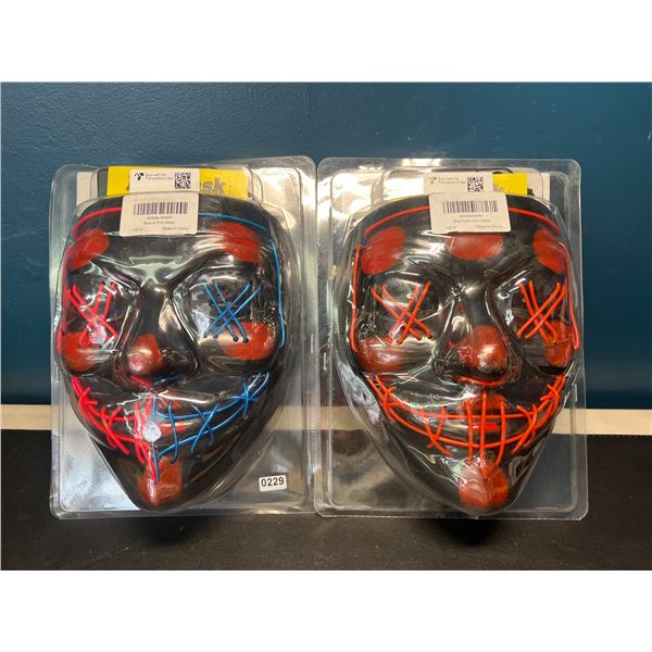 Lot of 2 LED Halloween Face Masks