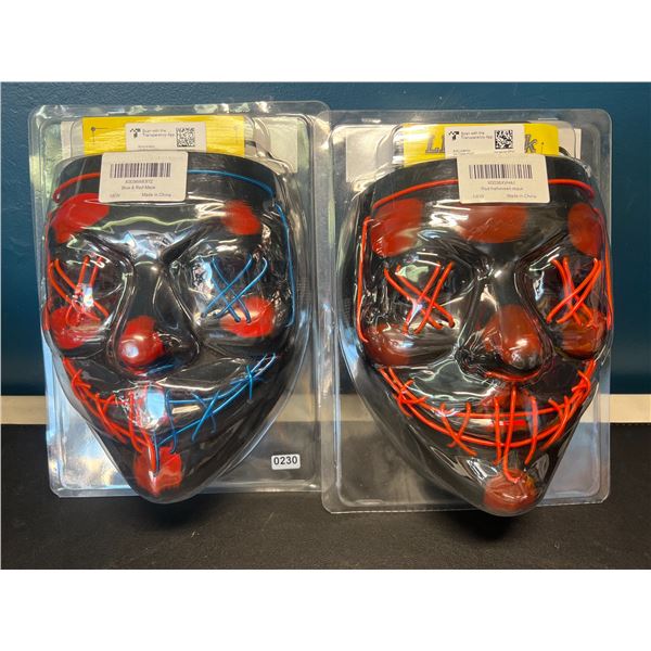 Lot of 2 LED Halloween Face Masks