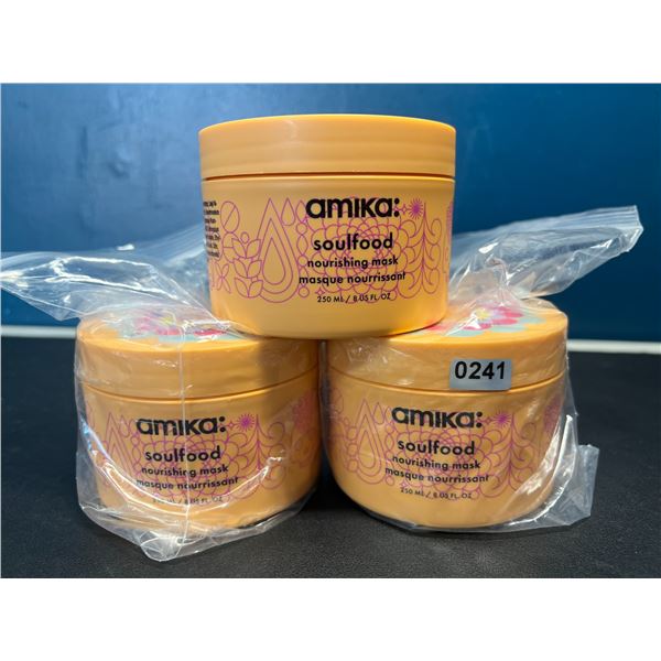 Lot of 3 Amika Soulfood Nourishing Hair Masks - 250ml each