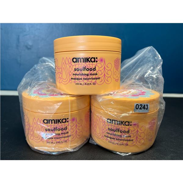 Lot of 3 Amika Soulfood Nourishing Hair Masks - 250ml each