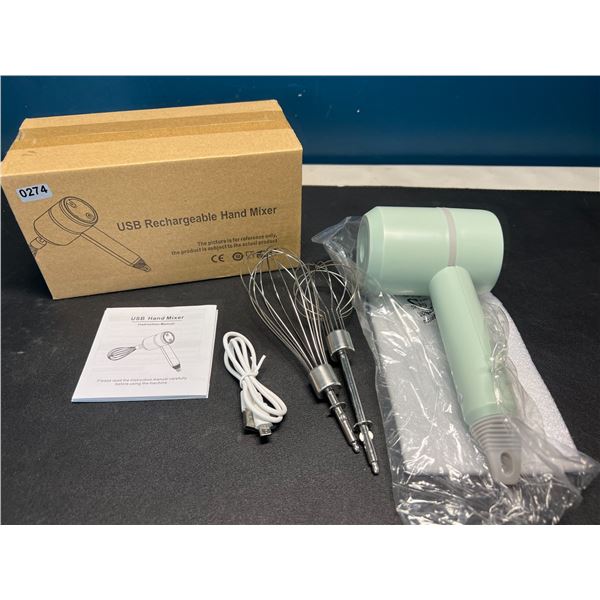 Lot of 1 USB Rechargeable Kitchen Hand Mixer - Mint Green
