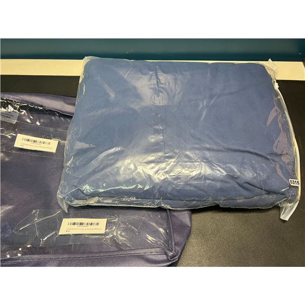 Lot of 1 Ruffled Duvet Cover Set - Queen Size - Blue - 90x90inch