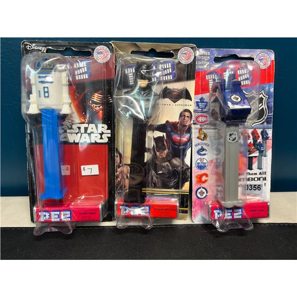 Lot of 3 Assorted PEZ Candy Dispensers
