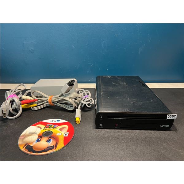Lot of 1 Nintendo Wii U Console w/ Game (Super Mario 3D World) & Cords - Used - Powers On