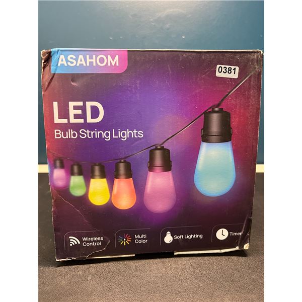Lot of 1 Asahom LED Bulb Outdoor String Lights - 48Ft Length w/ Bluetooth Control
