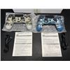 Image 2 : Lot of 2 Wireless Double-Shock Controllers For Playstation 4 (PS4) - Camo Design (Blue+Green)