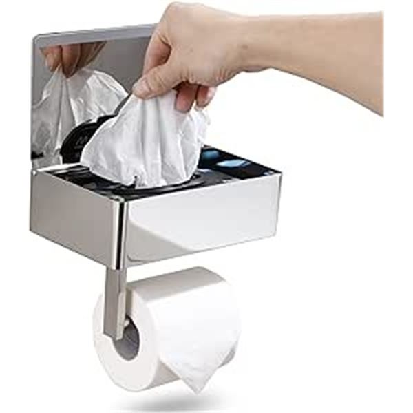 Lot of 1 DayMoonDesigns Toilet Paper Dispenser w/ Wipe Holder - Silver